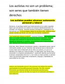 Los autistas no son un problema; son seres que también tienen derechos