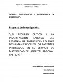 EL RECURSO CRITICO EN ENFERMERIA Y LA DESHUMANIZACION