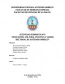 ACTIVIDAD FORMATIVA IV “EDUCACION, CULTURA, POLITICA Y LABOR RECTORAL DE ANTENOR ORREGO”