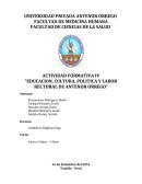 Actividad formativa IV “Educacion, cultura, politica y labor rectoral de Antenor Orrego”