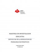 DIFICULTAD EN LA RESOLUCION DE PROBLEMAS MATEMÁTICOS