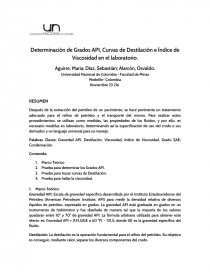Determinación de Grados API, Curvas de Destilación e Índice de Viscosidad en el laboratorio.. Página 1