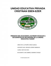 RIESGOS QUE OCASIONAN LAS REDES SOCIALES A ESTUDIANTES.. Página 1