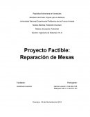 PROYECTO FACTIBLE: REPARACIÓN DE MESAS PLANTEAMIENTO DEL PROBLEMA