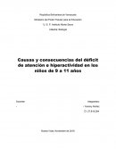Causas y consecuencias del déficit de atención e hiperactividad en los niños de 9 a 11 años.