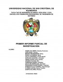 PRIMER INFORME PARCIAL DE INVESTIGACION
