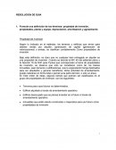 Formule una definición de los términos: propiedad de inversión, propiedades, planta y equipo, depreciación, amortización y agotamiento:.