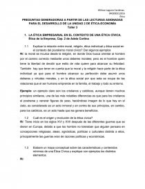 PREGUNTAS GENERADORAS A PARTIR DE LAS LECTURAS ASIGNADAS- PARA EL DESARROLLO DE LA UNIDAD 2 DE ÉTICA-ECONOMÍA. Página 1