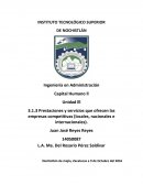 Prestaciones y servicios que ofrecen las empresas competitivas (locales, nacionales e internacionales).