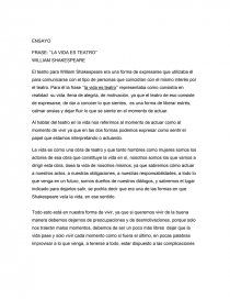 La Vida Es Teatro William Shakespeare PDF Descargar