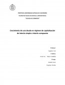 Crecimiento de una deuda en régimen de capitalización de interés simple e interés compuesto.