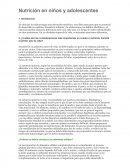 Nutrición en niños y adolescentes