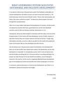 WHAT GOVERNANCE SYSTEM FACILITATES SUSTAINABLE AND INCLUSIVE DEVELOPMENT?