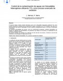 Control de la contaminación de aguas con fotocatálisis heterogénea utilizando TiO2 como proceso avanzado de oxidación