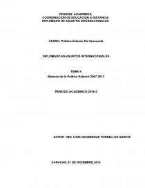 TEMA 4 Balance de la Política Exterior 2007-2013. Página 1