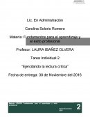Fundamentos para el aprendizaje y el éxito profesional. “Ejercitando la lectura crítica”