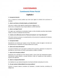CUESTIONARIOS Cuestionario Primer Parcial Capítulo I. Página 1