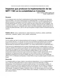 Impactos que producen la implementación de las NIFF Y NIC en la contabilidad en Colombia. Página 1