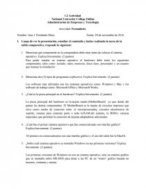 Componente en la computadora debe estar antes de colocar el sistema operativo.. Página 1