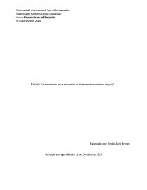 IMPORTANCIA DE LA EDUCACIÓN EN LA ECONOMÍA DE COSTA RICA. Página 1