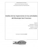 Análisis de las inspecciones en las actividades del Municipio San Francisco