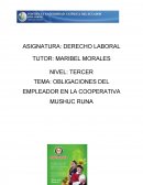 TEMA: OBLIGACIONES DEL EMPLEADOR EN LA COOPERATIVA MUSHUC RUNA.
