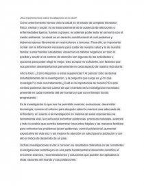 ¿Que importancia tiene realizar investigaciones en la salud?. Página 1