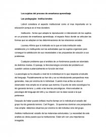 Los sujetos del proceso de enseñanza aprendizaje.. Página 1