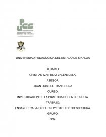 TRABAJO DEL PROYECTO: LECTOESCRITURA.. Página 1