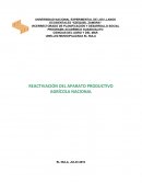 REACTIVACIÓN DEL APARATO PRODUCTIVO AGRÍCOLA NACIONAL