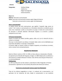 Informe Tema: Teoría de la Comunicación Humana según Osgood Schramm. Página 1