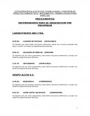 RECOMENDADOS PARA SU ADQUISICION POR PROVEEDOR