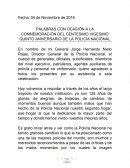 PALABRAS CON OCASIÓN A LA CONMEMORACIÓN DEL CENTESIMO VIGESIMO QUINTO ANIVERSARIO DE LA POLICIA NACIONAL