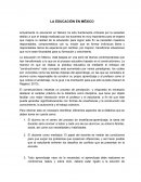 LA EDUCACIÓN EN MÉXICO.