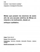 Metas que poseen los alumnos de sexto año de una escuela céntrica de Minas en relación a la motivación, desde un enfoque cualitativo.