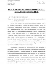 PROGRAMA DE DESARROLLO PERSONAL EN EL OCIO TERAPÉUTICO. Página 1