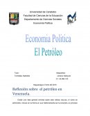Reflexión sobre el petróleo en Venezuela.
