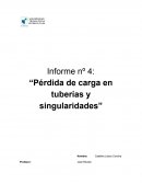 Informe nº 4: “Pérdida de carga en tuberías y singularidades”