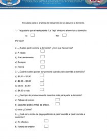 Encuesta para el análisis del desarrollo de un servicio a domicilio.. Página 1