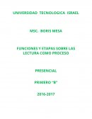 FUNCIONES Y ETAPAS SOBRE LAS LECTURA COMO PROCESO