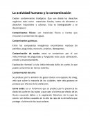 La actividad humana y la contaminación