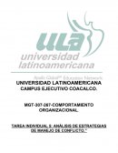 Análisis de estrategias de manejo de conflicto