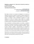 Experiencia y construcción de sí. Notas sobre la formación de maestros en su campo de actividad.