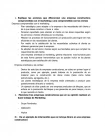 Explique las acciones que diferencian una empresa constructora comprometida con el marketing y una comprometida con las ventas. Página 1