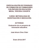 Evaluacion de un modelo de innovacion educativa.