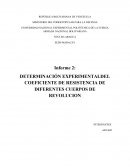 DETERMINACIÓN EXPERIMENTALDEL COEFICIENTE DE RESISTENCIA DE DIFERENTES CUERPOS DE REVOLUCION