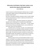 Alivio para el sufrimiento: Qué hacer cuando un ser querido tiene alguna enfermedad mental