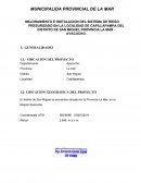 MEJORAMIENTO E INSTALACION DEL SISTEMA DE RIEGO PRESURIZADO EN LA LOCALIDAD DE CAPILLAPAMPA DEL DISTRITO DE SAN MIGUEL PROVINCIA LA MAR - AYACUCHO.