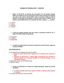 EXAMEN DE PRUEBA IWCF – EQUIPOS. Página 1