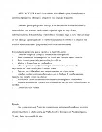 INSTRUCCIONES: A través de un ejemplo usted deberá explicar cómo el contexto determina el proceso de liderazgo de una persona o de un grupo de personas.. Página 1
